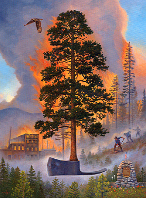 click to see the Forest Service's 1910 Fire commemorative postcard in a separate window