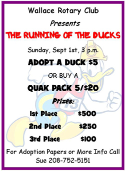 Wallace Rotary Club presents Running of the Ducks